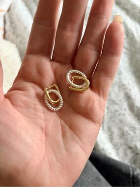 Gold plated over 925 silver stamped and Silver Twisted Earrings
